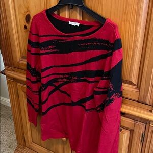 Chico's Vibrant Red and Black Abstract Top
